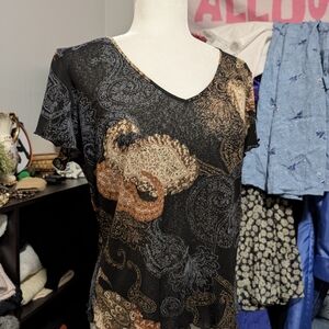 Paisley Print Sheer Top